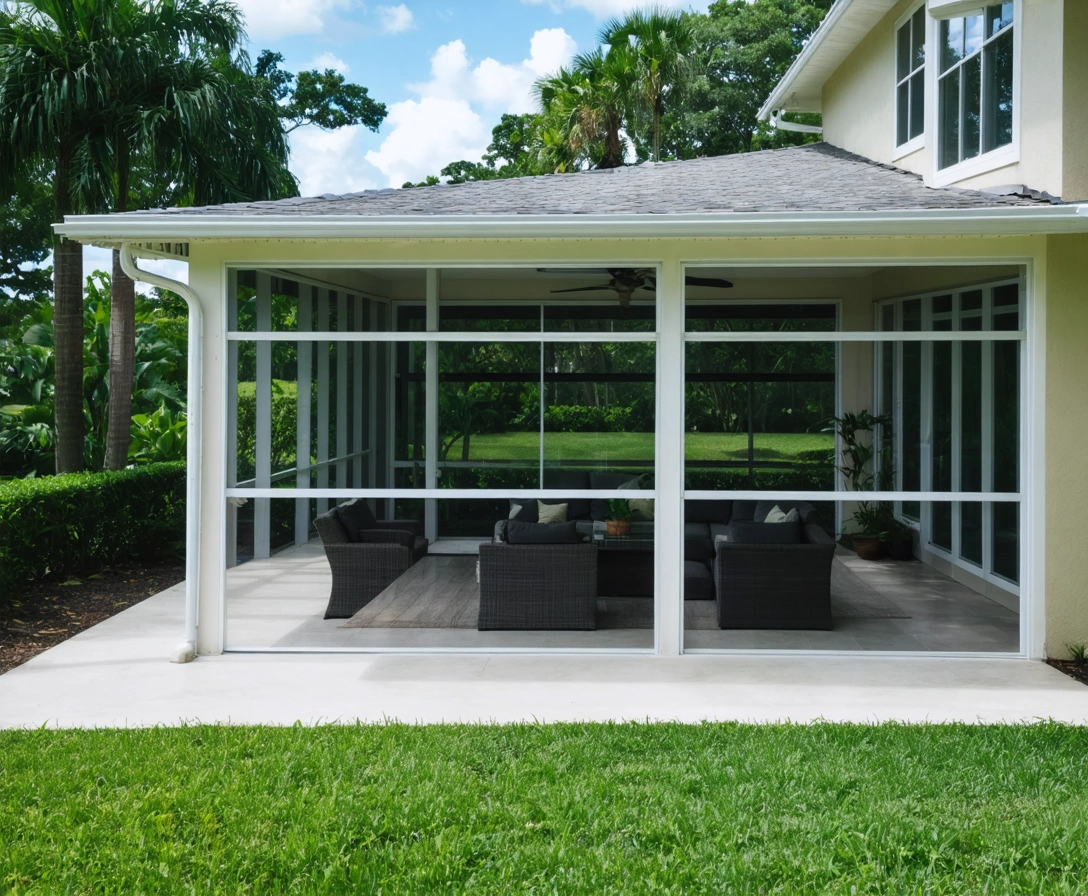 home-page-p1-2 Modern screened lanai enclosure with tropical landscaping
