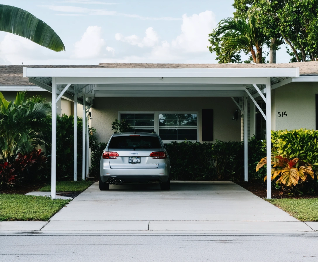 service-area-north-port-p2a-1 Modern suburban home with aluminum car port and tropical landscaping