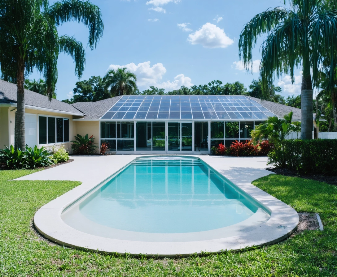 service-area-port-charlotte-p1-1 Suburban Port Charlotte home with modern aluminum pool enclosure and tropical landscaping