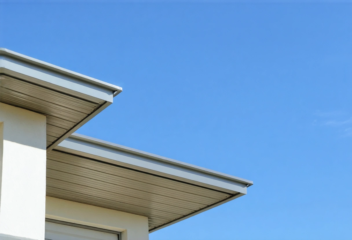 An aluminum enclosure with a fresh coat of protective sealant, glistening under the sun. Gutters