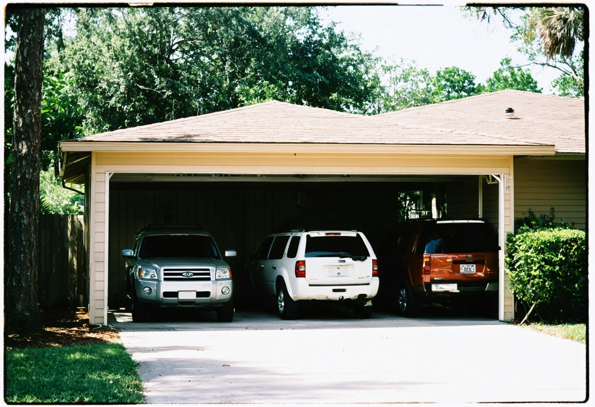 A variety of carport designs in Deep Creek, Florida, showcasing different styles and sizes. The