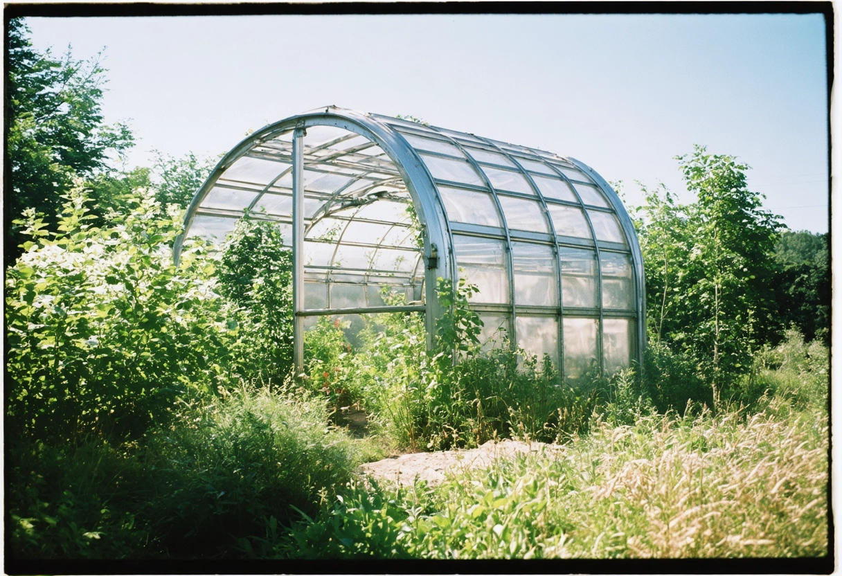 Eco-friendly aluminum structure with new screws, surrounded by nature, sunny day, emphasis on sustainability, vibrant